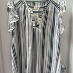 Allie Rose  Women’s Ruffle Sleeve Striped Black and White Tank Size Large NWT Photo 0