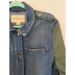 Pilcro and the Letterpress  Jean Denim Jacket Blue Green Military L EUC Photo 3