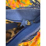 Women’s Blue Leather Fringed Crossbody Purse Photo 5