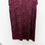 Y2K Cache Dress Size 8 Burgundy Lace Beaded Midi Cocktail Party Glam Romantic Red Photo 3