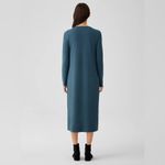 Eileen Fisher  Stretch Jersey Knit Jewel Tone Neck Dress Blue Green Size Small Photo 2