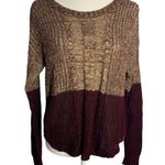 Mine Open Back Knit Sweater M Maroon Red Round Neck Long Sleeves Size M Photo 0