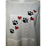 Source Unknown Unbranded XL Faux Knit Paw Print & Hearts Hoodie Photo 3