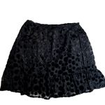 Lulus Black Velvet Polka Dot Ruffle Mini Skirt Size S Photo 4