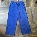 Sundry Loop Terry Wide Leg Crop Lounge Pants NWT Size Large Blue Photo 2