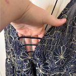 Anthropologie Sachin & Babi Navy and Gold Lace Dress Photo 3