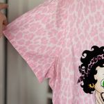 Betty Boop  Women's 2XL Pink Animal Print Cotton Short Sleeve Scrub Top Nursing Photo 4