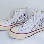 Converse All Star Chuck Taylor High Top Lavender Embroidered Shoes, 8.5 Photo 4