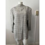 Liz Claiborne Vintage  Grey and cream Plaid check single button Blazer Size 14 Photo 1