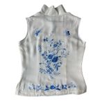 Chinese Embroidered 100% Silk Cheongsam Sleeveless Top Size M Blue Size M Photo 2