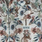 Japna Sleepwear Size Small Button Up Top And Shorts Floral‎ Monkey Rayon Linen White Photo 2