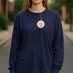 ANRABESS Women's Long Sleeve Pocket Top, Relaxed Fit, Navy Blue, Size L Blue Size L Photo 0