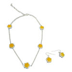 Yellow‎ Flower And Silver Tone Necklace And Earring Set Bloomcore Yellow Photo 0