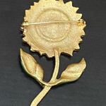 Vintage Enamel Sunflower Brooch Orange Photo 8