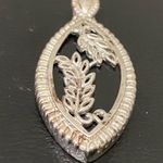 Sterling Silver Vintage 925 Signed Teardrop Oval Black Onyx Leaf Pendant 14.5g Photo 4