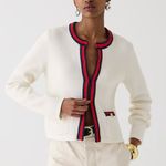 J.Crew NWT Emilie Sweater Lady Jacket Ivory Red Navy Contrast Trim Cardigan XL Photo 1