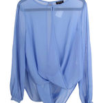 Topshop  Women’s Baby Blue Sheer Twist Front Blouse Sz 4 Photo 0