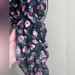 Angel Biba NWT lined black floral ruched body con dress size large Photo 1