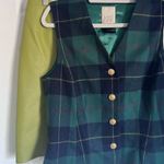 Vtg Laurel Virgin wool tartan plaid satin vest blues greens gold button regal 40 Green Size undefined Photo 8