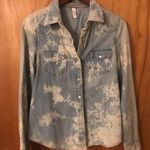 Tie dye jean button down denim shirt shirt Blue Photo 1