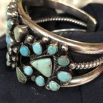Navajo Indian 70 grams Sterling Silver Turquoise Cluster Bracelet Signed Photo 2