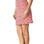 Loft  00 Textured Geo Jacquard Shift Skirt Ivory & Blood Orange shimmer detail​ Photo 6