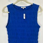 Madewell Smocked Boatneck Tank Cotton Blend Minimalist Sleeveless Blue Small NWT Photo 7