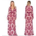 For Love & Lemons  Floral Temecula Long Sleeve Sheer Maxi Dress Red Size Small Photo 1
