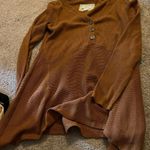 Maeve  Anthropologie Eliza Henley Babydoll Tunic Thermal Shirt Burnt Orange Small Photo 8