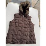Gap Puffer Vest Brown Removable Faux Fur Trim Women’s Sz Large Outdoor Warm Photo 8