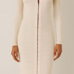 Jonathan Simkhai Ribbed Knit Cutout Choker Neck Wool Midi Dress Cream Size XS Photo 0