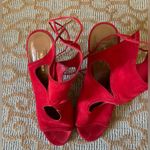 Aquazurra Sexy Thing Red Suede Stiletto High Heel Cut Out Sandals Size 37 Photo 1