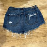 Garage Blue Distressed Jean Shorts with Frayed Hem Photo 1