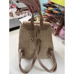 Woven Straw Backpack Beige Faux‎ Leather Trim Buckle Closure Casual Travel Tan Photo 1