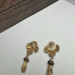 MFA Museum Of Fine Arts Black Enamel Gold Tone Tassel Drop Pierced Earrings Photo 2