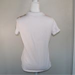 Tommy Hilfiger Tommy Hilfigure Woman’s White W/Rainbow Colored Design Short Sleeve Half Zip Up Photo 4