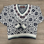 American Eagle Vtg Y2k  Outfitters Nautical Sweater Sz‎ L Made In USA 100% Cotton Photo 0