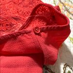 Staccato  women’s size small lace sleeve keyhole button closure coral salmon tone Photo 8