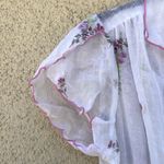 Vintage 1970s Sheer Floral Shirtwaist Dress Size XS 11 White Photo 5