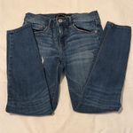 Express Jeans sz 6 faded feathered distressed cropped legging jean EUC Blue Photo 5