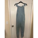 Lovers + Friends  Denim Jumpsuit Blue Cotton Ruffle Lace Up Back Wide Leg XS Photo 3