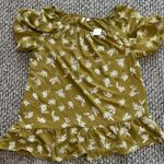 Cato Top NWT Size XL Green Floral Peasant Print Lined Puffy Sleeve Peplum Boho Photo 0