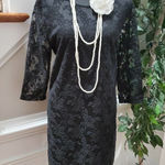 W118 By Walter Baker Women Black Floral Long Sleeve ScoopNeck KneeLength Dress L Photo 0