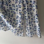 YueXi Floral Blue and White Midi Dress Keyhole Tie Bow Short Sleeve Slit bow EUC Size M Photo 11