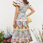 CeliaB Olav Floral Scalloped Midi Dress Floral Womens SIze XS Blue Photo 3