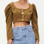 ZARA Mustard Button-Up Crop Top Photo 0
