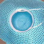 Aqua colored wide brim sun hat with animal print band! Blue Photo 6