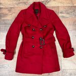The Limited  Red Wool Belted Pea Coat Photo 9