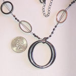 NY Brand Silver Tone Gunmetal Gray Dark Metal Gray Pendant Boho Necklace Photo 3