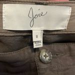 Joie  Cropped Pants Size 8 Army Green Linen Blend Fray Hem Studded Straight Leg Photo 13